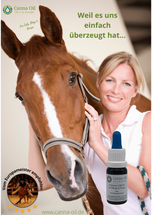 Huile de chanvre pour poneys et chevaux au goût de carotte - Achetez de l'huile de CBD pour votre cheval et créez une base optimale pour une vie de cheval saine